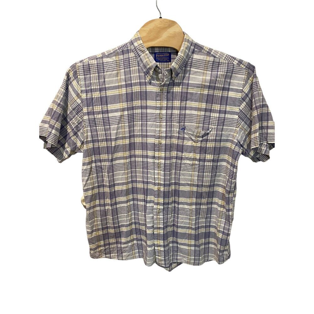 Vintage Pendleton‎ Plaid Short Sleeve  Button Down Shirt Men's XL Cotton